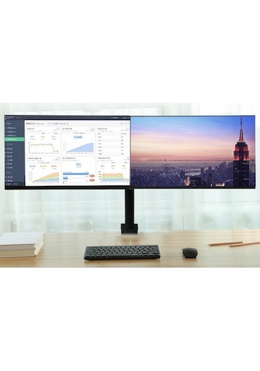 Trendooze Tv Tutucu Triline Monıtör Masa Led Lcd Hareketli Full Çelik 2li Tn