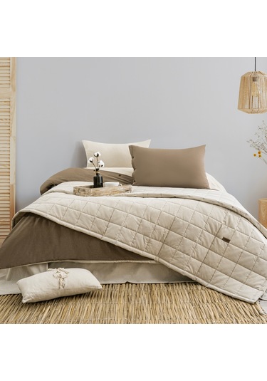 Schafer Home Soft Yatak Örtüsü Nevresim Seti 5 Parça-bej Bej