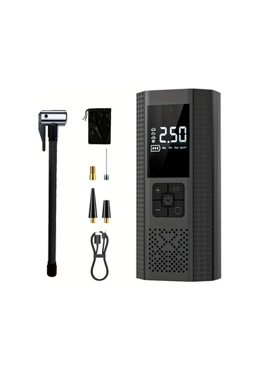 Primepickings Kablosuz Dijital Ekranlı Hava Pompası Portable Araç Bisiklet Motosiklet Ve Toplar İçin Şarj Edilebilir Lityum Pil Usb Type-c Bağlantılı
