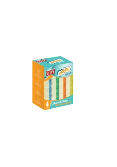 Stepy Çok Amaçlı Mercan Sünger Düz 4 Lü X 3 Paket