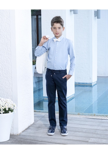 Erkek Çocuk Takım Elbise 4'lü Spor Takım Ceket-pantolon-gömlek-papyon 3-14 Yaş Beyaz