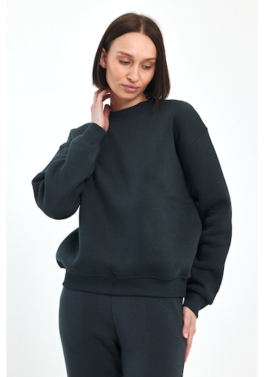 Odda Bisiklet Yaka Sweatshirt Füme