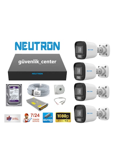 Neutron Gece Renkli Sesli Herşey Dahil 4 Kameralı Set Neu-ab120