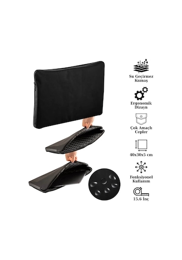 Notebook Laptop Apple Uyumlu MacBook Çantası 15.6" İnç - 800-düz Siyah