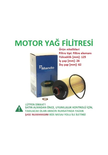 Ssangyong Musso Yağ Filtresi 2.2 E-xdi 2018 İle 2025 Arası