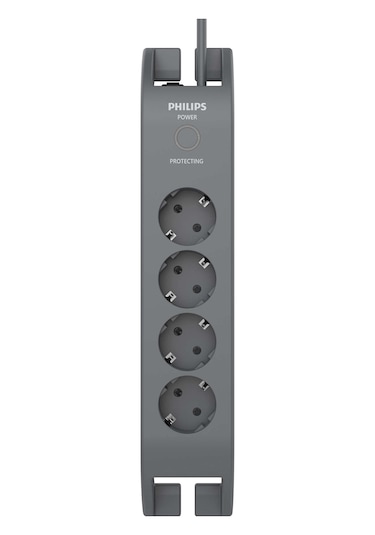 Philips SPN3140A/62 900J 4'lü Çocuk Korumalı Akım Korumalı Priz 2 Metre Siyah
