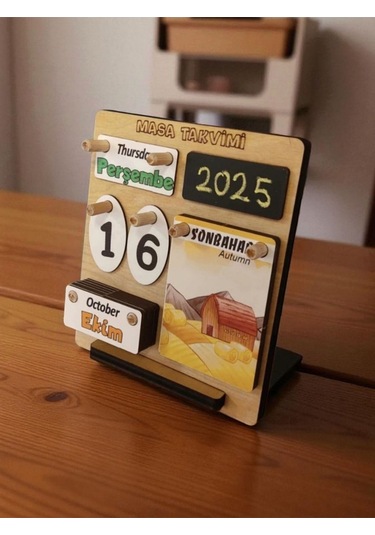 Çocuklar İçin Masa Takvimi - Kare Masa Takvimi Türkçe-ingilizce