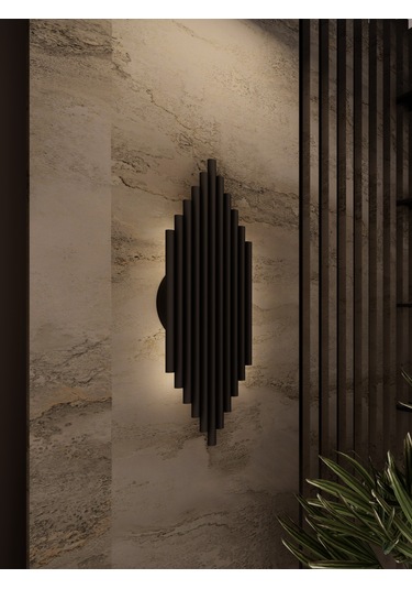 Nox Siyah Modern Şarjlı Aplik Sarı Işık Yayan Lamba