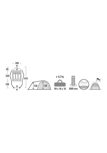 High Peak Alfena 3 Kişilik Kamp Çadırı Tüm Hava Koşulları İçin Pembe