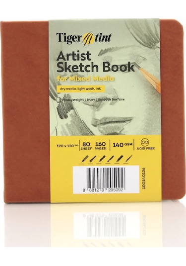 Tigertint Sert Kapak Eskiz Defteri 140 G 12x12 Cm 80 Yaprak Taba 100140129