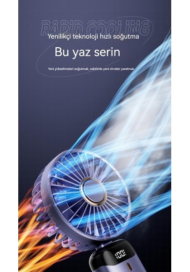 Supermarket1 5 Kademe Dijital Usb Şarjlı Mini Katlanır El Fanı Oloey, Serinlik İçin Pratik Çözüm