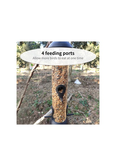 Xindoker Pvc+metal+plastik Asılı Otomatik Kuş Yemliği, 4 Girişli, Sökülebilir Taban, Şeffaf Yem Bölmesi, 14x42cm