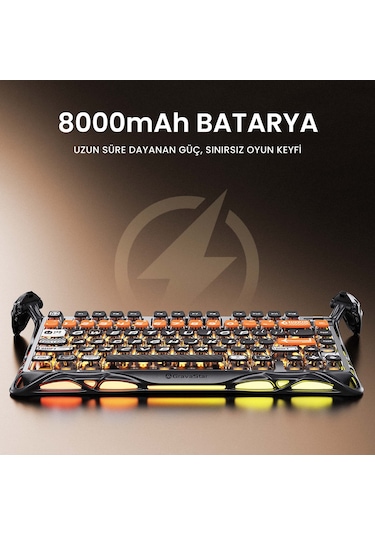 Gravastar Mercury K1 Pro Rgb Kablosuz Mekanik Gaming Klavye, Alüminyum Çerçeveli, İngilizce Q, Cyber