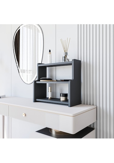 Alpa Ev Mobilya 3 Katlı Tezgah Üstü Mutfak Rafı, Baharatlık Ve Çok Amaçlı Organizer Antrasit