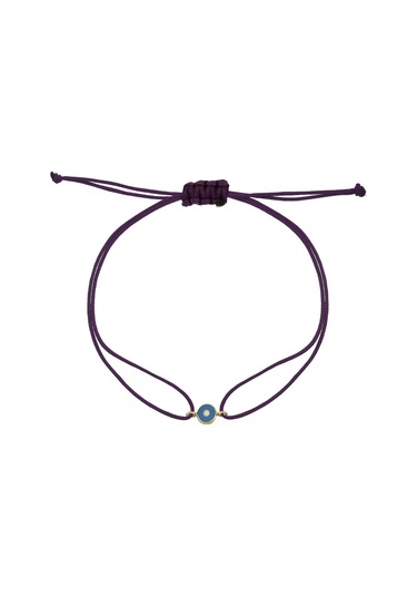 14 Ayar Altın Ipli Nazar Göz Bileklik Mineli - Siyah