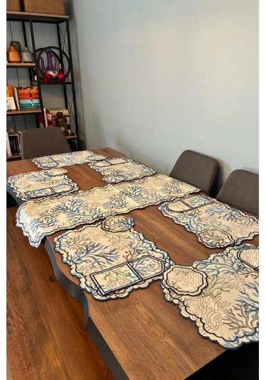 Dalım Keten Amerikan Servis Takımı 19 Parça Mavi Mavi