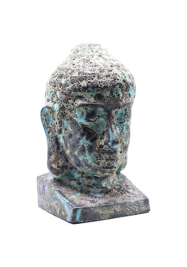Buddha Heykel Büst Turkuaz Büyük Boy