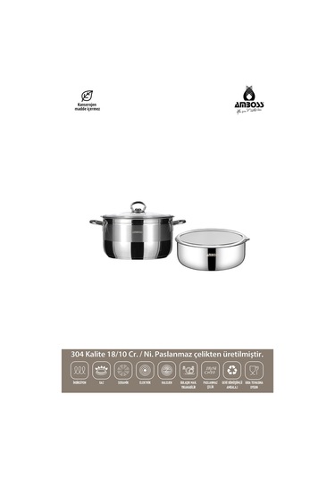 4 Parça Cook And Store Paslanmaz Çelik Tencere Saklama Kabı Pratik Set Gri