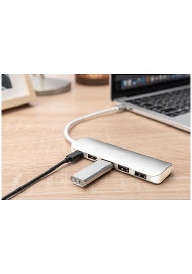 Digitus 4 Port USB 3.0 Hub 4 x USB 3.0 USB-A Dişi Konnektör (USB Çevre
Ürünü) 1 x USB Tip C Pd (Power Delivery) Port 1 x USB Tip C