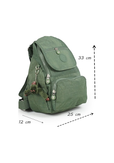 Küçük Boy Krinkıl / Klinkır Su Geçirmez Uzun Askılı Çok Gözlü Günlük Kadın Sırt Çantası Yeşil 12-4g Yeşil