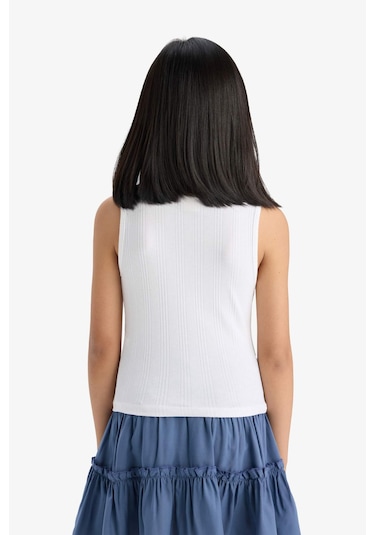 Defacto Kız Çocuk Bisiklet Yaka Basic Düz Atlet Z7815a625hswt32 Beyaz