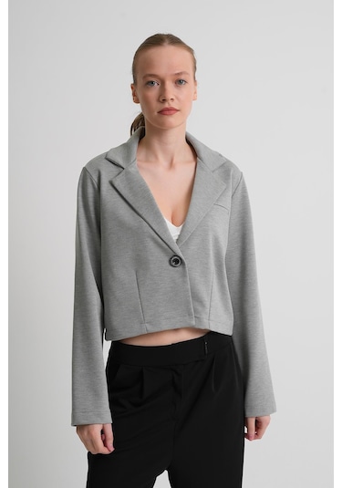 Alexander Gardi Alexandergardı Astarsız Crop Blazer Ceket Açık Gri