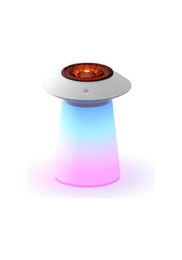 Sones Hx126 Ses Alma Rgb Işık Volkan Nemlendirici Simüle Alev Aromaterapi Makinesi, Renk: Beyaz