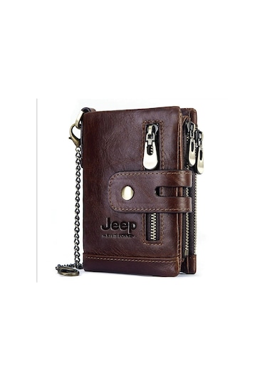 Jeep Erkek Deri Cüzdan Şık Tasarım Fonksiyonel Zincir Aksesuar