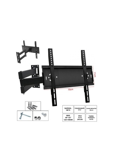 Polaxtor 7011h Lcd Askı Aparatı Hareketli 3 Kollu 49-55 İnç 124-140cm