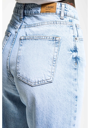 Itsbasic Kadın Ice Doris 4s6-3 Straight Fiy Yüksek Bel %100 Koton Denim Jean Ice Kot