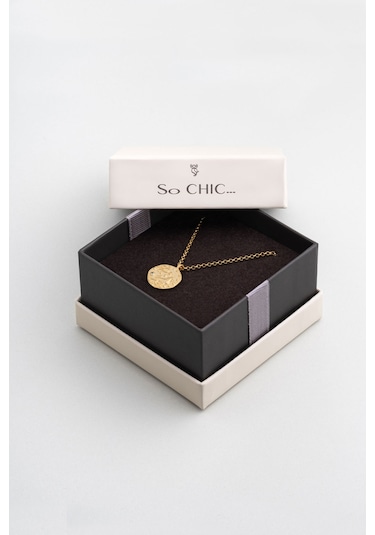 Aslan Burcu 18 Ayar Sarı Altın Kaplama 45 Cm Gümüş Kolye Sarı