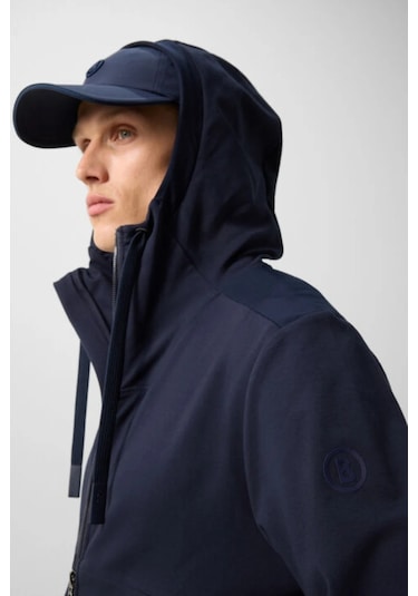 Bogner Ernesto Modern Athleisure Stil Hoodie Erkek Ceket Lacivert