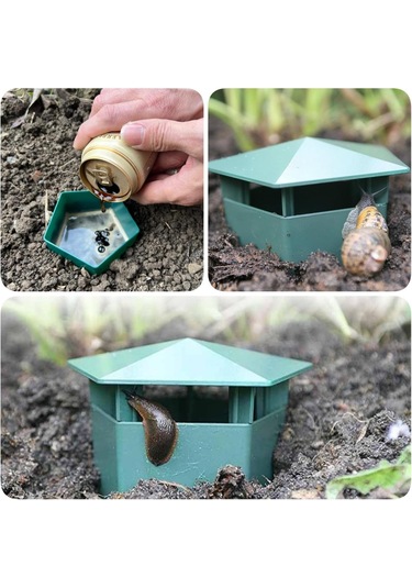 Neevoyu 10'lu Yeşil Plastik Bahçe Çarkırtı Ve Salyangoz Tuzağı - Çevre Dostu Bitki Koruyucu 10x6x7cm