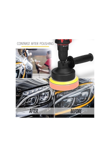 Symbee Drill'den Cila Makinesi Dönüştürücü Seti - 5 İnç Da Eksenli Aksesuarlar: 2 Sponge Disk + Yün Disk + Zımpara Kağıdı