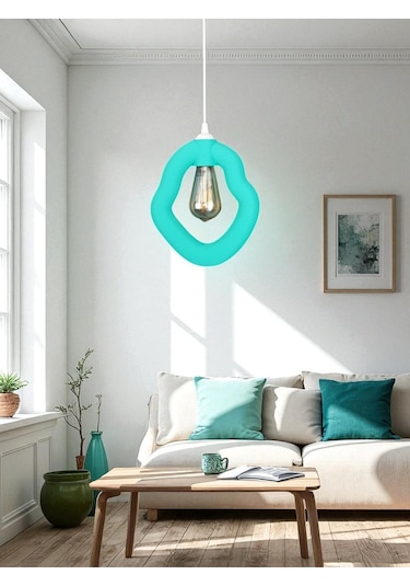 Bohem Beton Görünümlü Modern Minimalist Avize Ayarlı E27 Duy Salon Mutfak Yatak Odası Ofis Kafe Su Yeşili