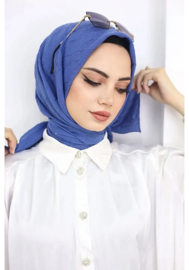 Melodi Scarf Kadın Tesettür Pratik Bambu Kraş Eşarp İndigo İndigo