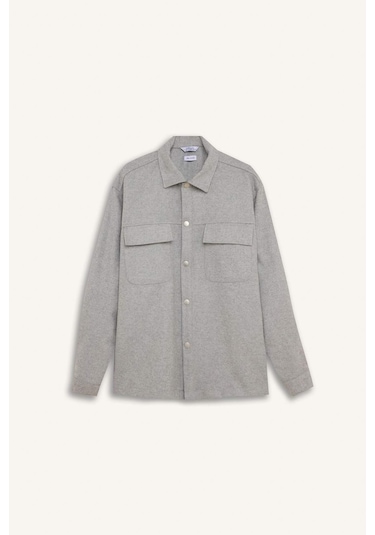 DeFacto Relax Fit Oduncu Basic Düz Uzun Kollu Gömlek Ceket A6876AX24AUGR91