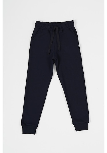 Lacivert Kalın Pamuklu Beli Ve Paçası Lastikli Cepli 5-6-7-8-9-10-11-12 Yaş Kız Çocuk Eşofman Altı Lacivert