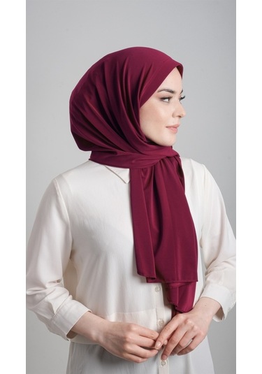 Bordo Pratik Hazır Geçmeli Eşarp Sandy Kumaş Sade 1817_16 Bordo