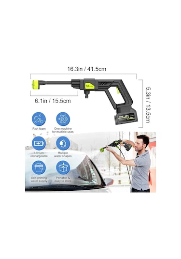 Valkyrie Şarjlı Ve Yüksek Basınçlı İlaçlama Oto Yıkama Ve Sulama Tabancası 6 Farklı Püskürtme 24v 15.000mah Yüksek Kapasite