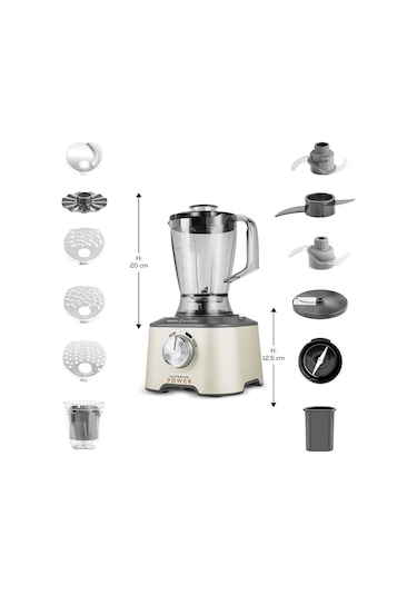 Karaca x Refika Mastermaıd Power 10 İn 1 Mutfak Robotu Swiss Cream 2000W Power 10 In 1 Gıda Haz. Set Swiss Cream