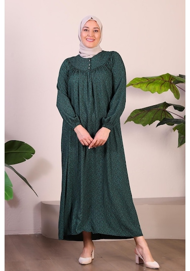 Kadın Uzun Buyuk Beden Anne Elbise Yazlik Tesettur Giyim 001