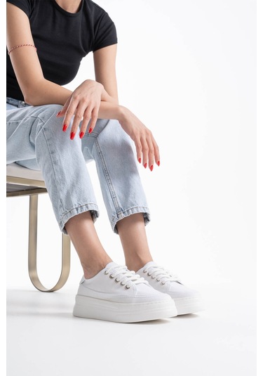 Kocadal Kocadal Glown Kadın Beyaz Keten Spor Ayakkabı Muhtelif