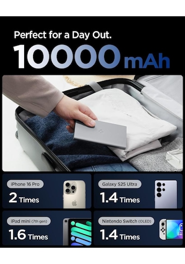 Spigen 10000 Mah Slim Alüminyum Kasa 22,5w Usb-c + Usb-a Giriş / Çıkış Hızlı Şarj 3 Portlu Powerbank / 1 Metre Type-c Harici Kablolu Taşınabilir Şarj Cihazı + Taşıma Çantası Ea2210 Gray Gri Spigen 10000 Mah Slim Alüminyum Kasa 22,5w Usb-c + Usb-a Giriş / Çıkış Hızlı Şarj 3 Portlu Powerbank / 1 Metre Type-c Harici Kablolu Taşınabilir Şarj Cihazı + Taşıma Çantası Ea2210 Gray Gri