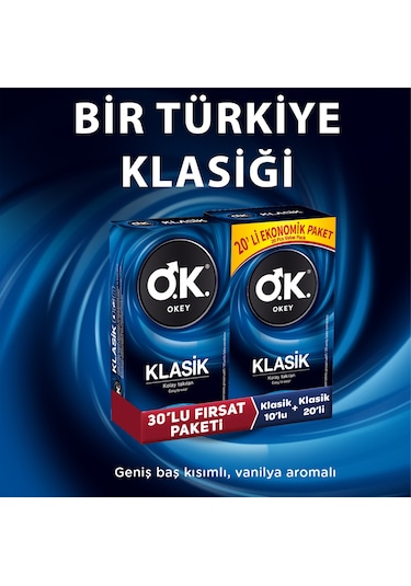 Okey Klasik Prezervatif 30'lu