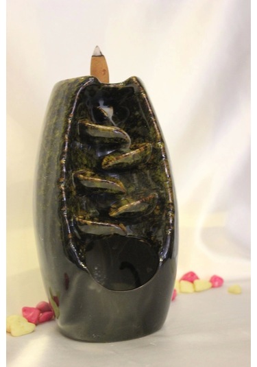 Geri Akış Tütsülük Ters Akış Tütsü Seramik Feng Şui Yeşil 01