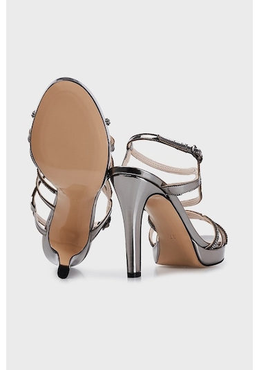 Lela Taşlı Topuklu Abiye Bayan Ayakkabı 347587717 Platin