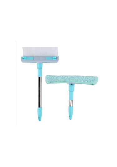 Peluşlu Cam Temizliği Çekçekli 2 in 1 Cam Temizleme Aparatı Yeşil