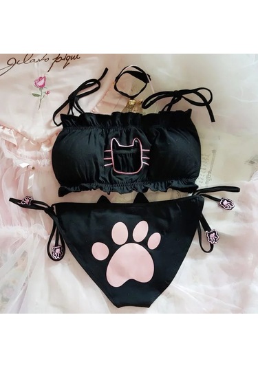 Kedi Kız Cosplay Sütyen Ve Külot Seti Kadınlar İçin Seksi İç Çok Renkli