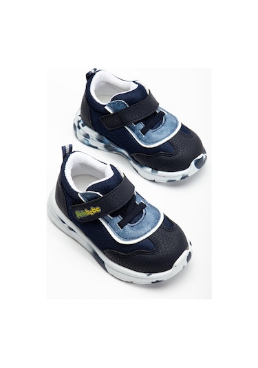 Şirinbebe Ortopedik Erkek Bebek İlk Adım Spor Ayakkabı Lacivert Cırtlı Anorak Malzeme-3703 Lacivert